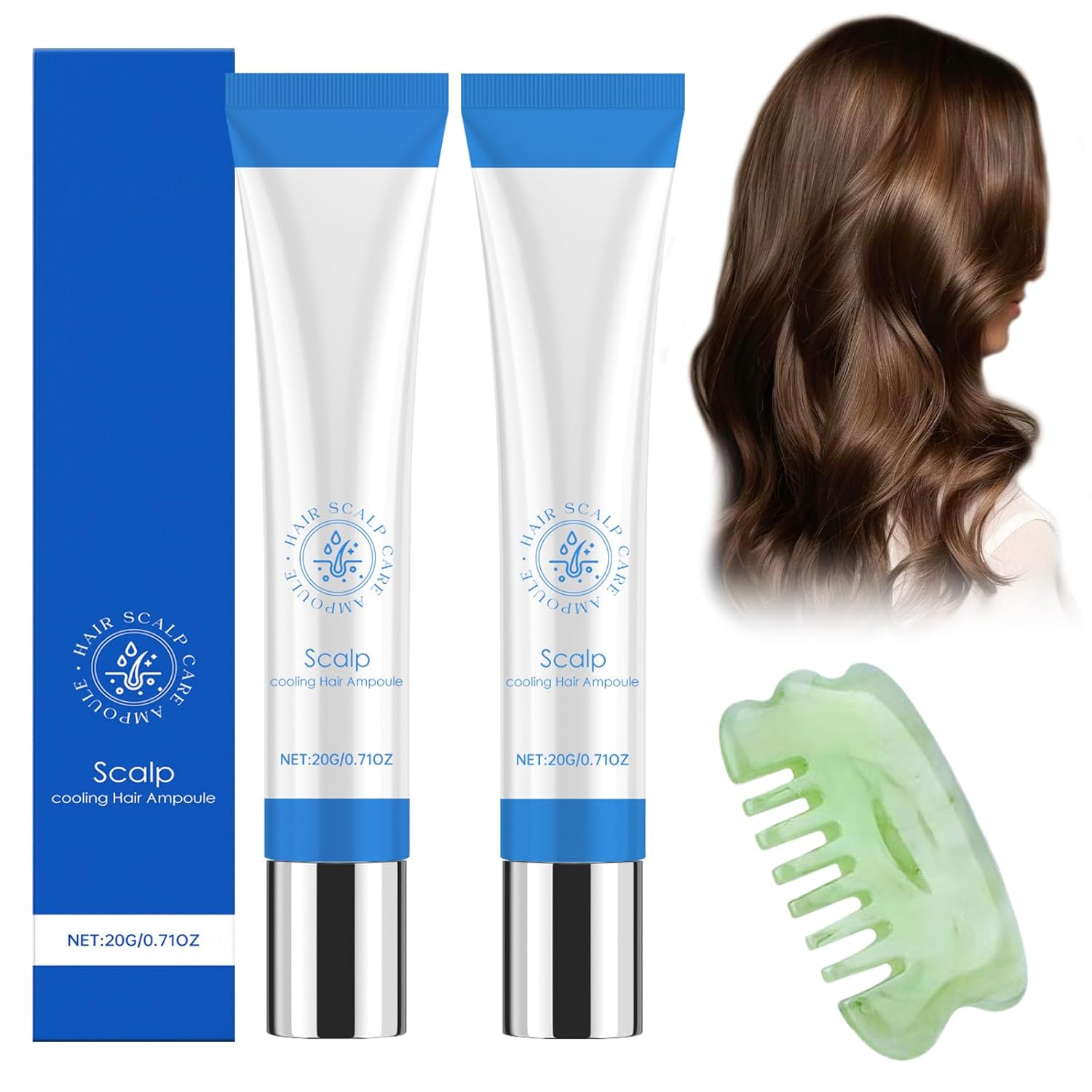 Scalphy Hair Ampoule, 2 Pieces Hair Serum Rollerball, Seapuri Scalp Serum, 20 ml Hair Growth Ampoule, Rollerball Hair Essences for Keeps Scalp Clean, Improves Hair Shine, Not Greasy