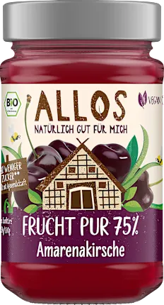 Fruit spread, pure fruit Amarena cherry 75% fruit, 250 g