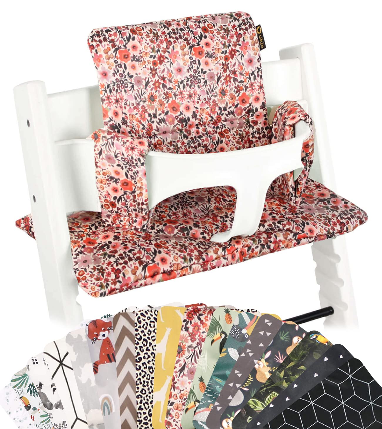 Ukje Seat Cushion for Stokke Tripp Trapp High Chair, Many Colours and Patterns, Handmade in Europe, Suitable as Stokke Tripp Trapp Seat Cushion, Washable, Stokke Seat Cushion