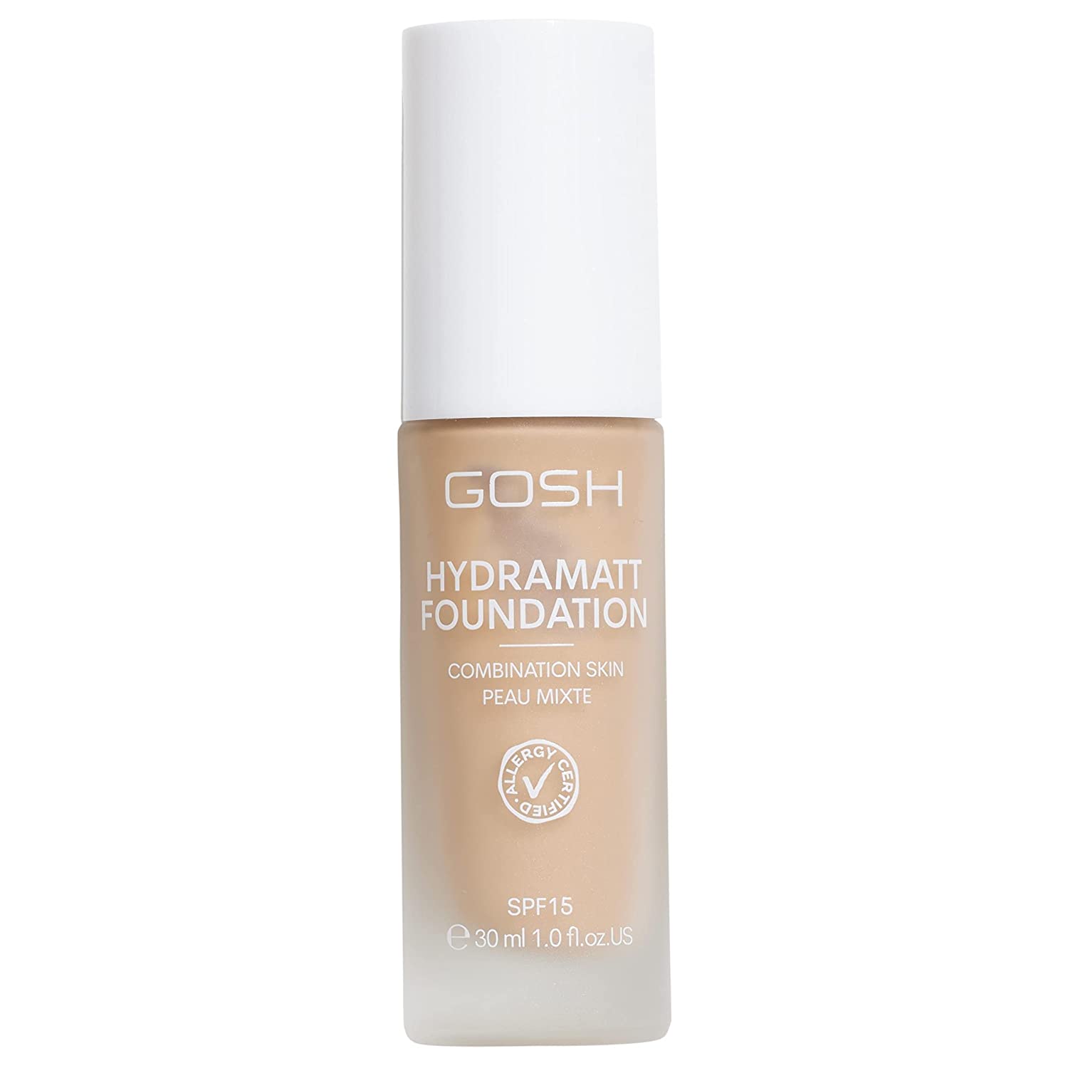 GOSH Foundation with SPF 15 for Light and Dark Skin, Vegan, Matte Makeup for Dry, Sensitive and Oily Skin, Smudge- and Sweat-Proof, Oil-Free, Adjustable Coverage, No Mask Effect, 004R, ‎004r