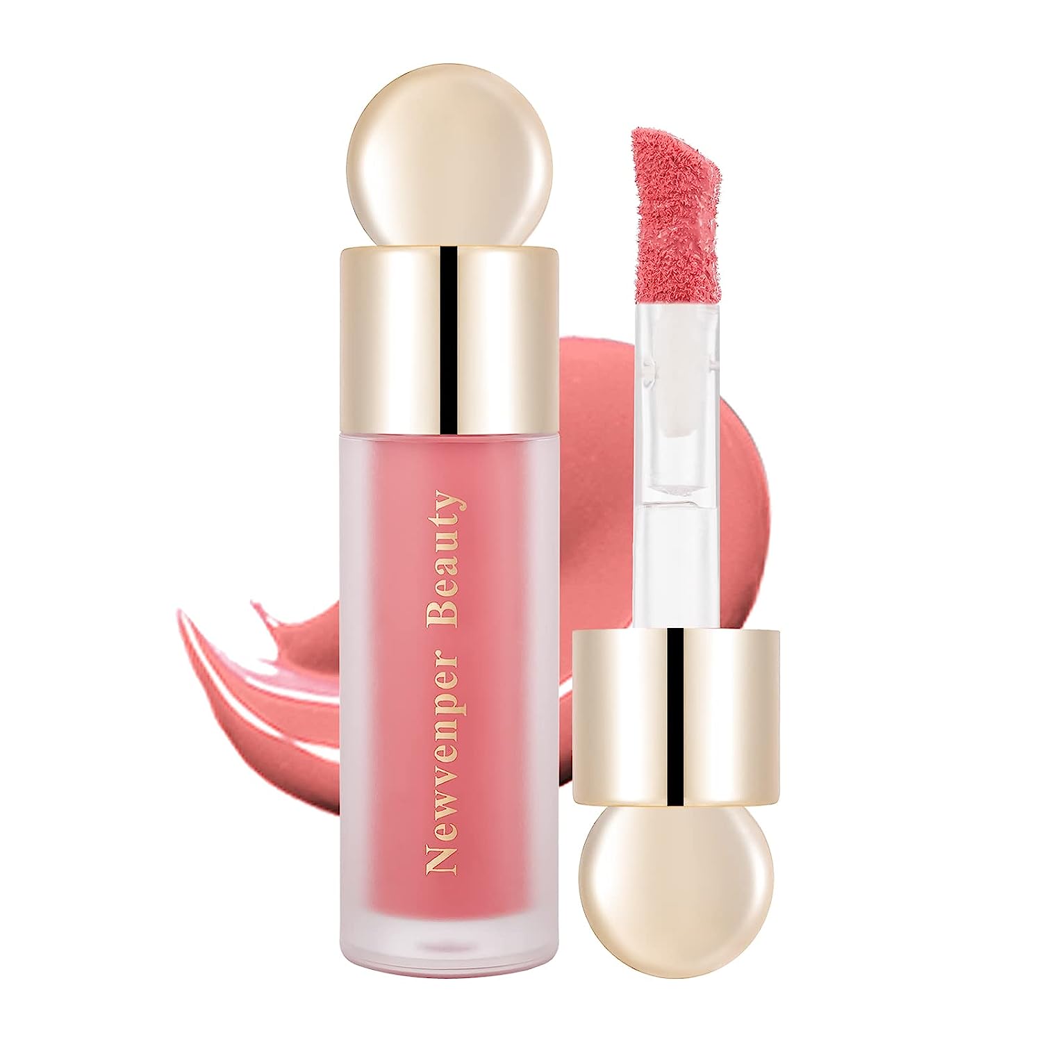 Face Blush with Face Brush, Liquid Blush for the Cheeks, Long-Lasting and Smooth, Liquid Blush, Creamy Formula, Light Blush, Smudge-Proof, Waterproof Liquid Blusher