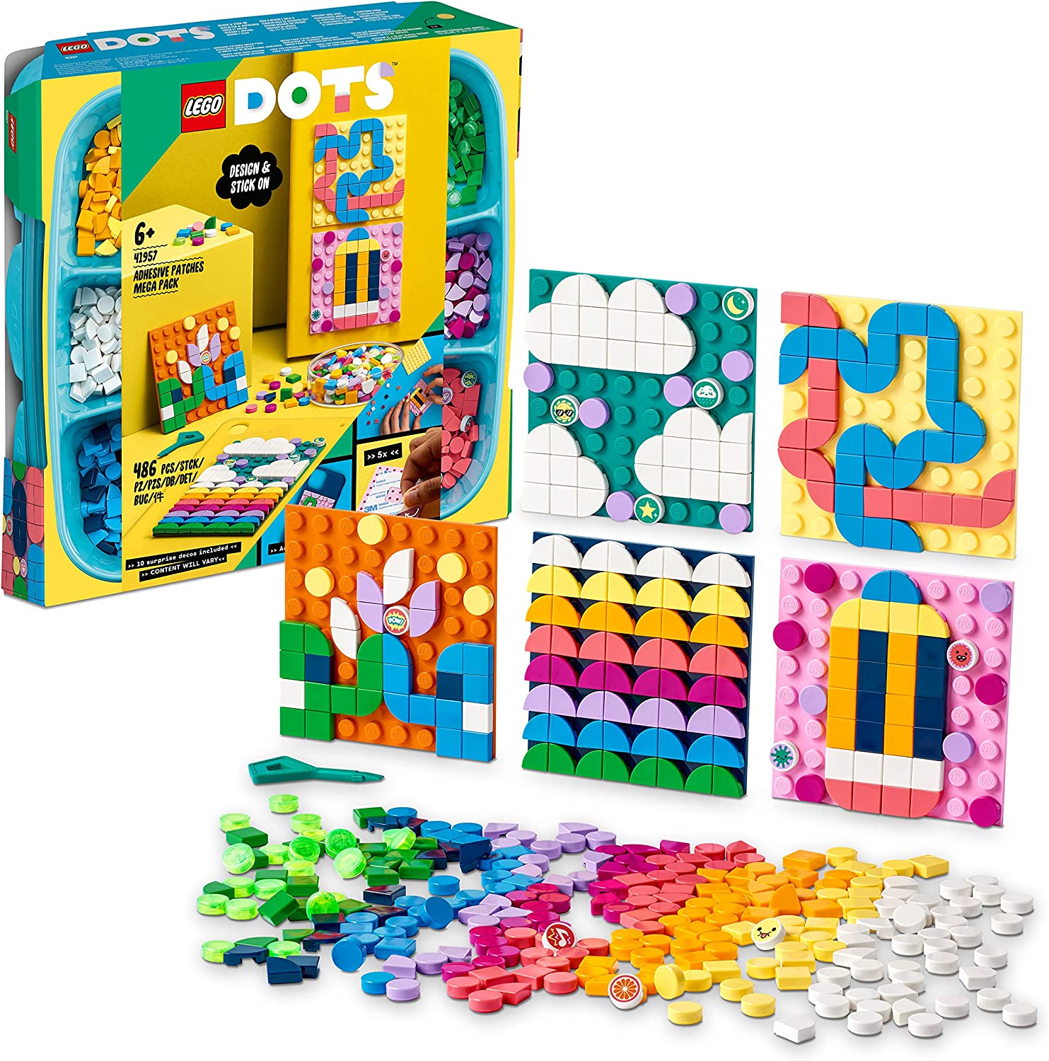 LEGO 41957 DOTS Creative Sticker Set, 5-in-1 DIY Craft Set for Children from 6 Years, for Crafting Personalised Mosaic Stickers