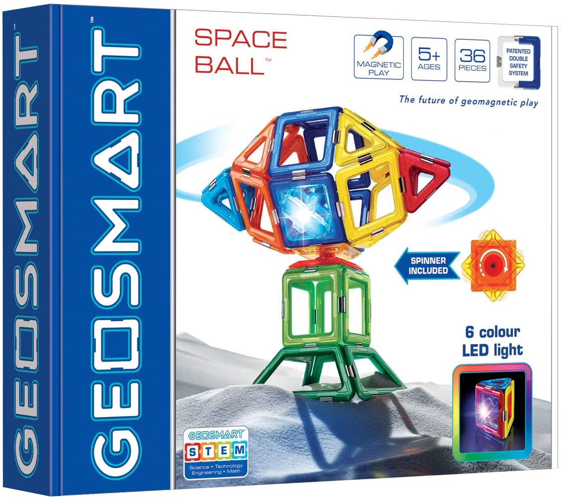 GeoSmart Space Ball with 6 Colour LED Light Up Panel Magnetic Play 36 PCs