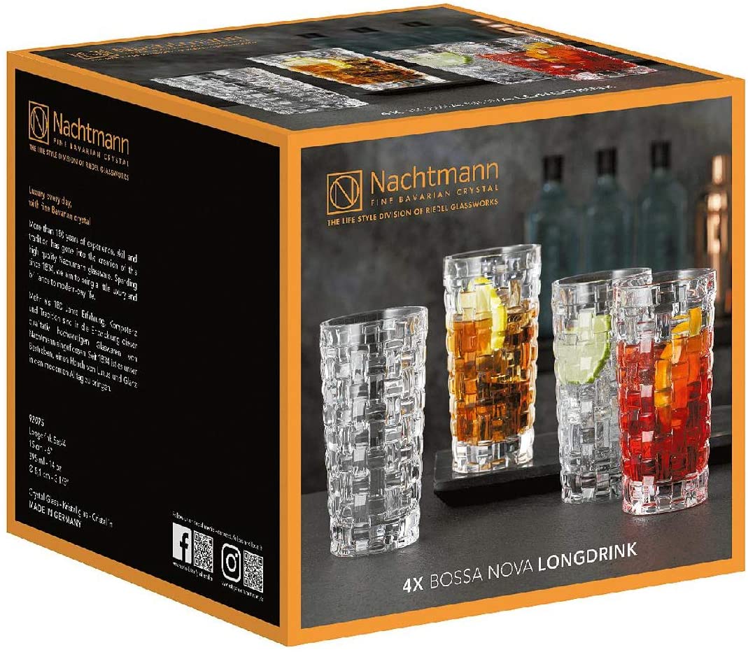 Spiegelau & Nachtmann Nachtmann - Set of 4 Whisky Glasses or Long Drink Collection Bossa Nova - 4 Long Drink Glasses