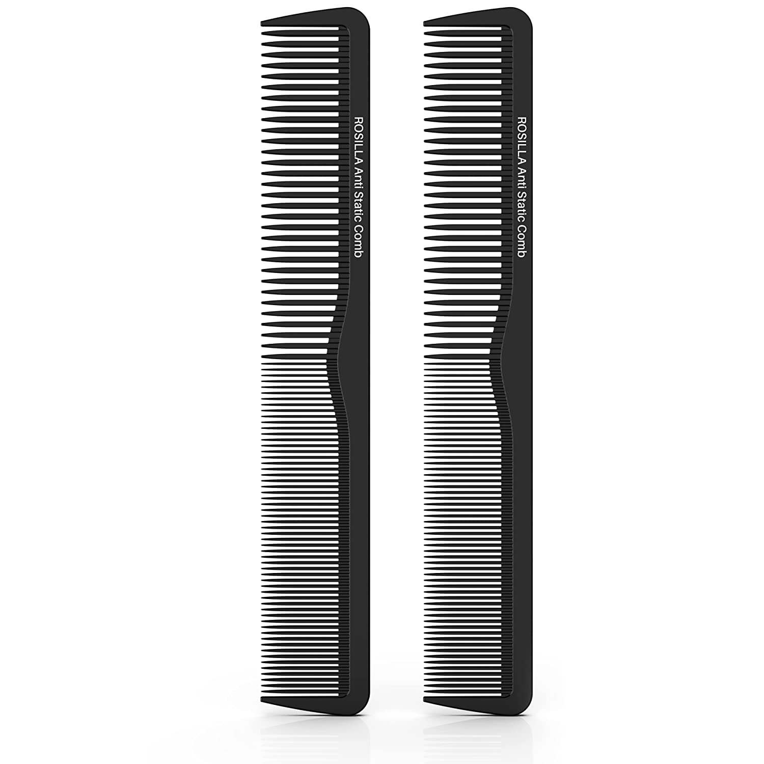 rosilla 2 Pack Anti-Static Hair Comb for All Hair Types with Smooth and Well Rounded Tines Comb Shatterproof Odourless Carbon Comb for Men and Women Hairdressers