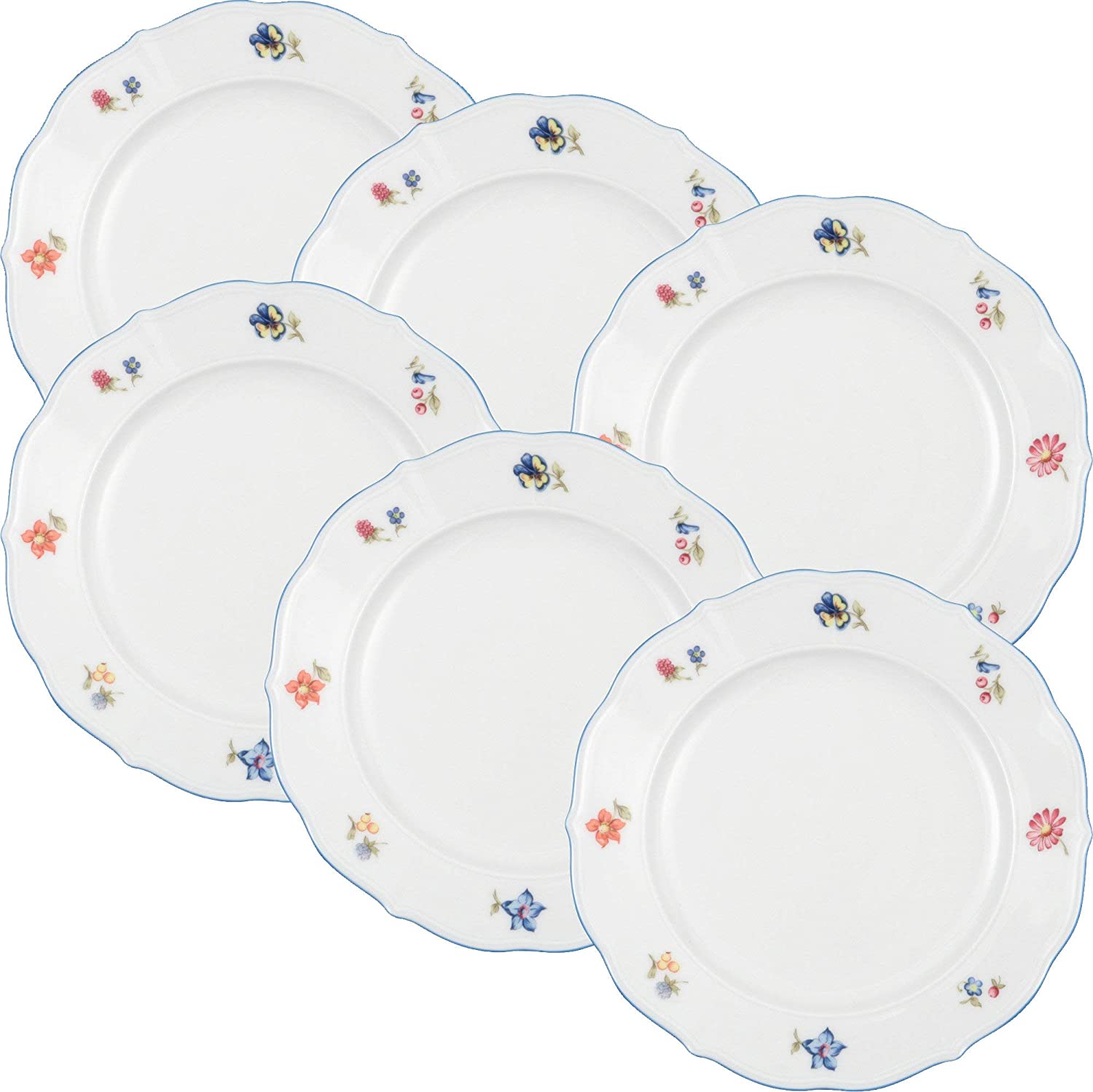 Seltmann Weiden Dessert Plates Set of 6 Nostalgia Scattered Flower Design, Colourful, 20 cm Ø