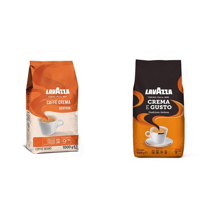 Lavazza, Caffè Crema Gustoso, Intensity 9/10 & Crema e Gusto Tradizione Italiana, Roasted Coffee Beans with Spicy Aromatic Notes, Arabica and Robusta Coffee Beans, 1 kg