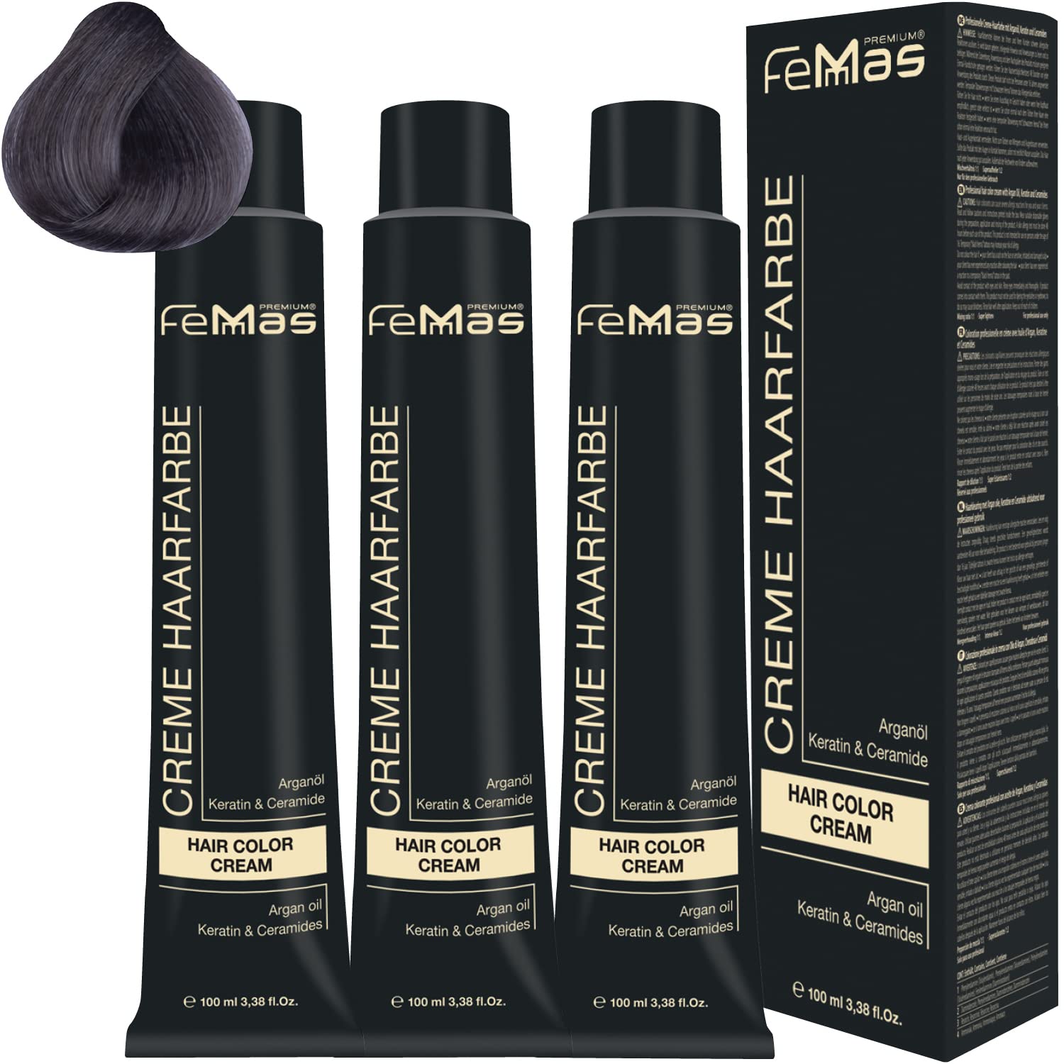 Femmas Pure & Mix Ash Hair Colour Cream 100 ml Pack of 3, ‎pure&mix