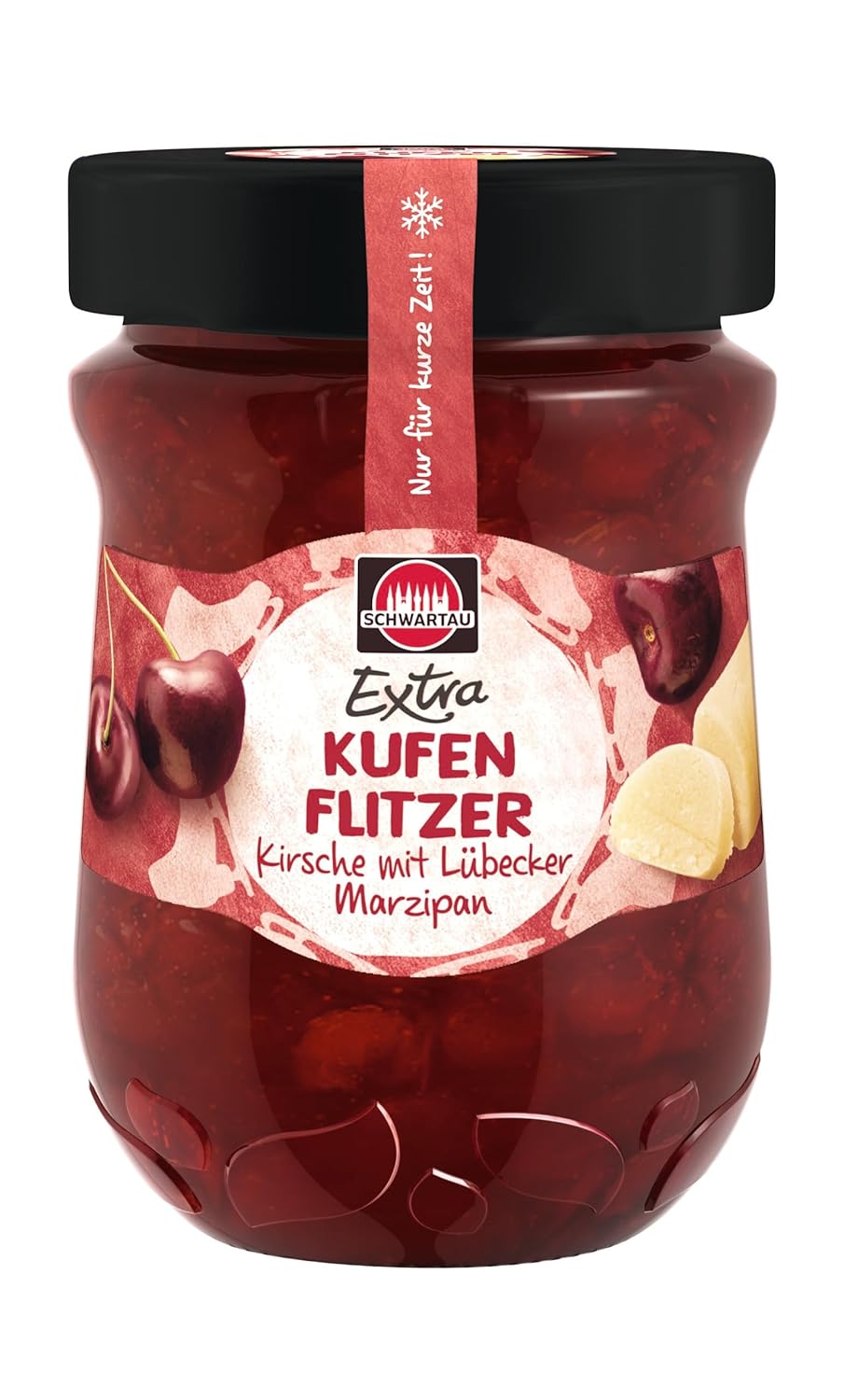 Extra Kufenflitzer Cherry with Lübeck Marzipan, Winter Jam, 340 g glass