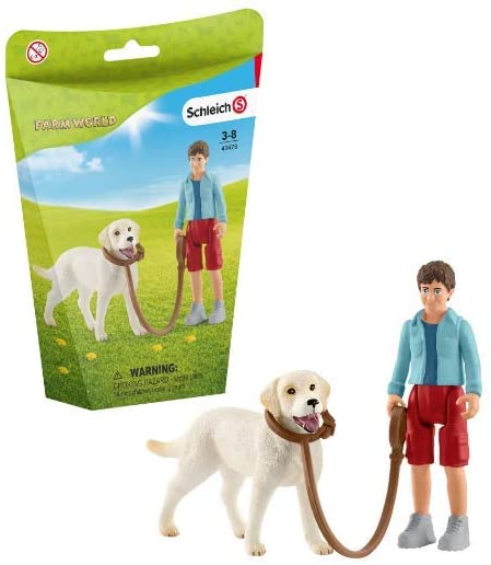Schleich 42478 Farm World Playset - Walking With Labrador Retriever Toy Fro