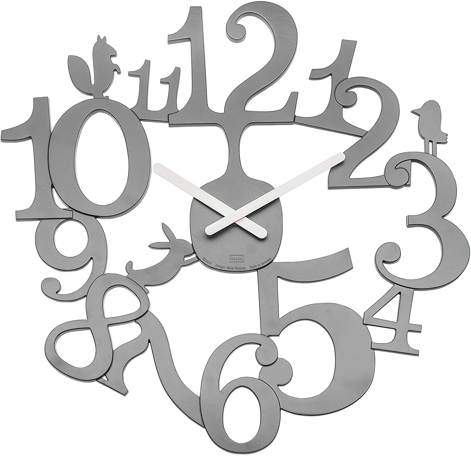 Koziol [Pi: P] Wall Clock, Plastic, Solid Cool Grey 1 1/4 x 45 x 44.5 cm
