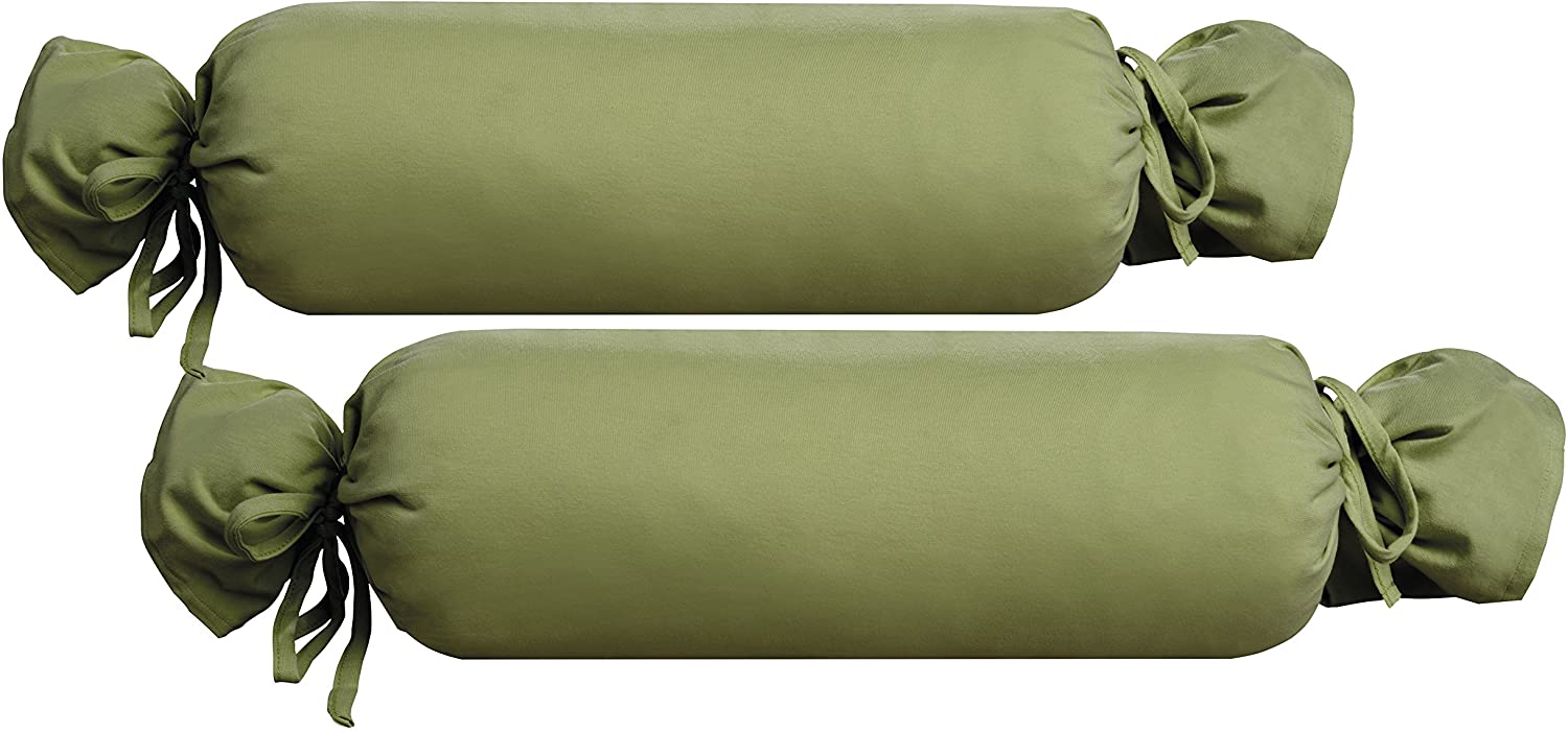 biberna 0077144 Fine Jersey Bolster Cover, Combed Cotton, Super Soft, 2x 15 x 40 cm, Spruce