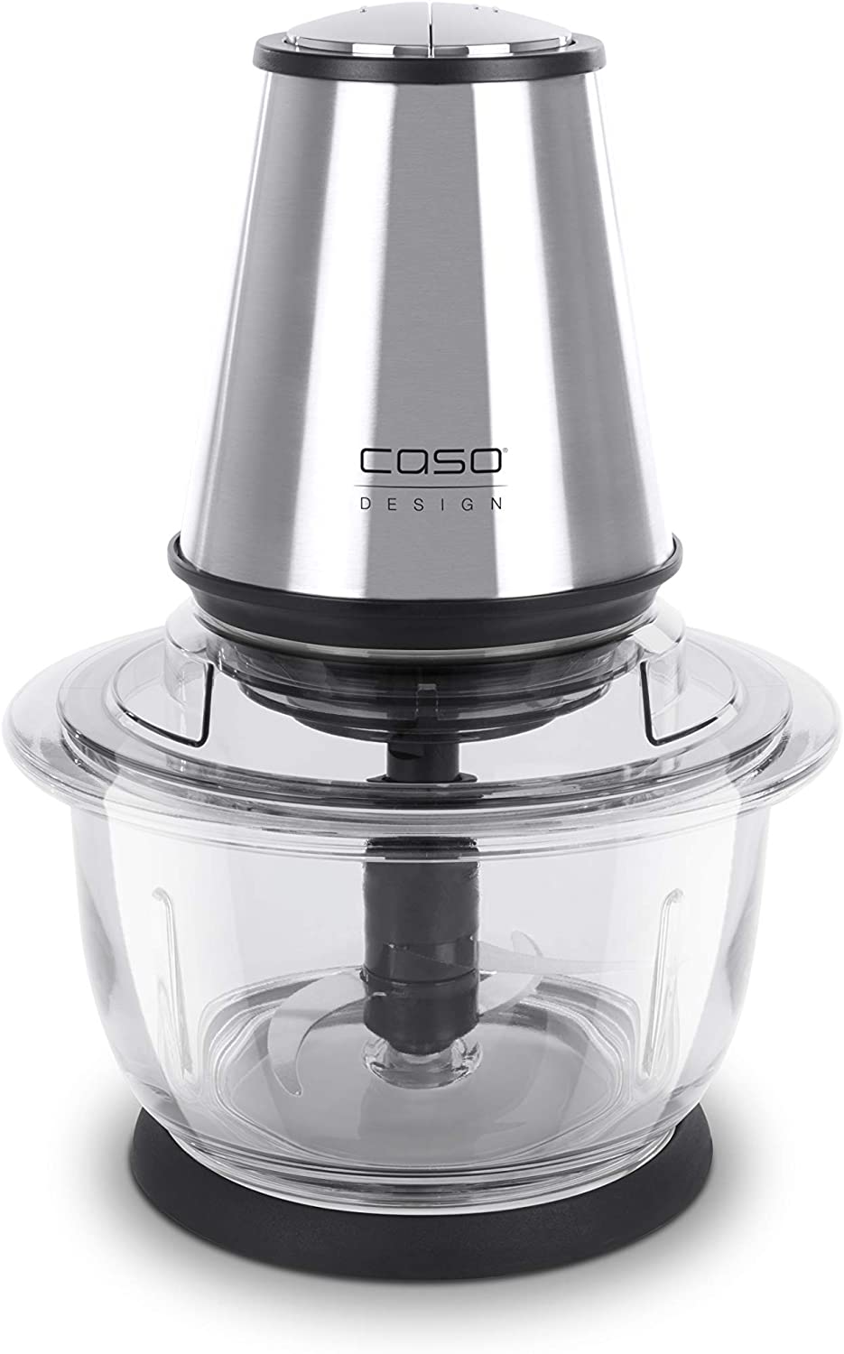 CASO UZ 400 - Universal Chopper - 4 High Quality Stainless Steel Knives - Heavy Duty Glass Container with 1.2 Litre Capacity - Ideal for Chopping Fruit, Vegetables, Fish, Meat, Nuts