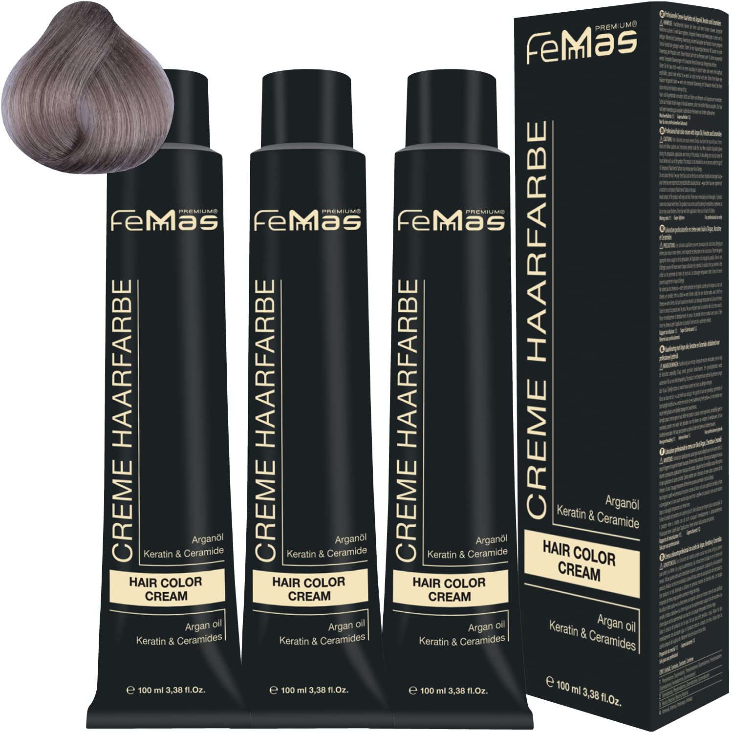 Femmas Hair Colour Cream 100 ml Hair Colour Pack of 3 Light Blonde Ash Intensive 10.11, ‎light