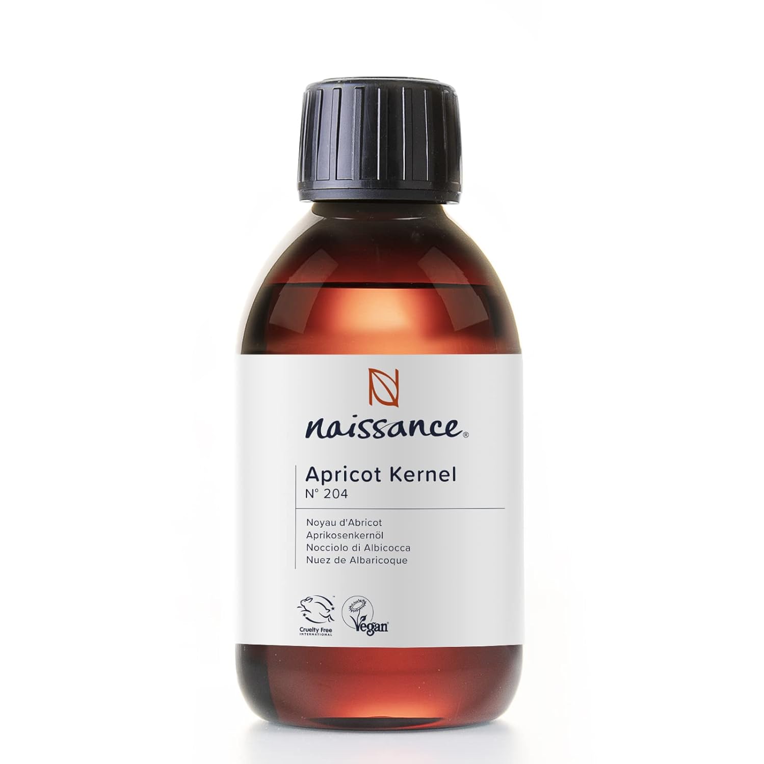 Naissance Apricot Kernel Oil 250ml - Pure, Natural, Vegan, No GMO - Ideal for Aromatherapy and as a Massage Base Oil - Moisturises & Conditions Hair & Skin