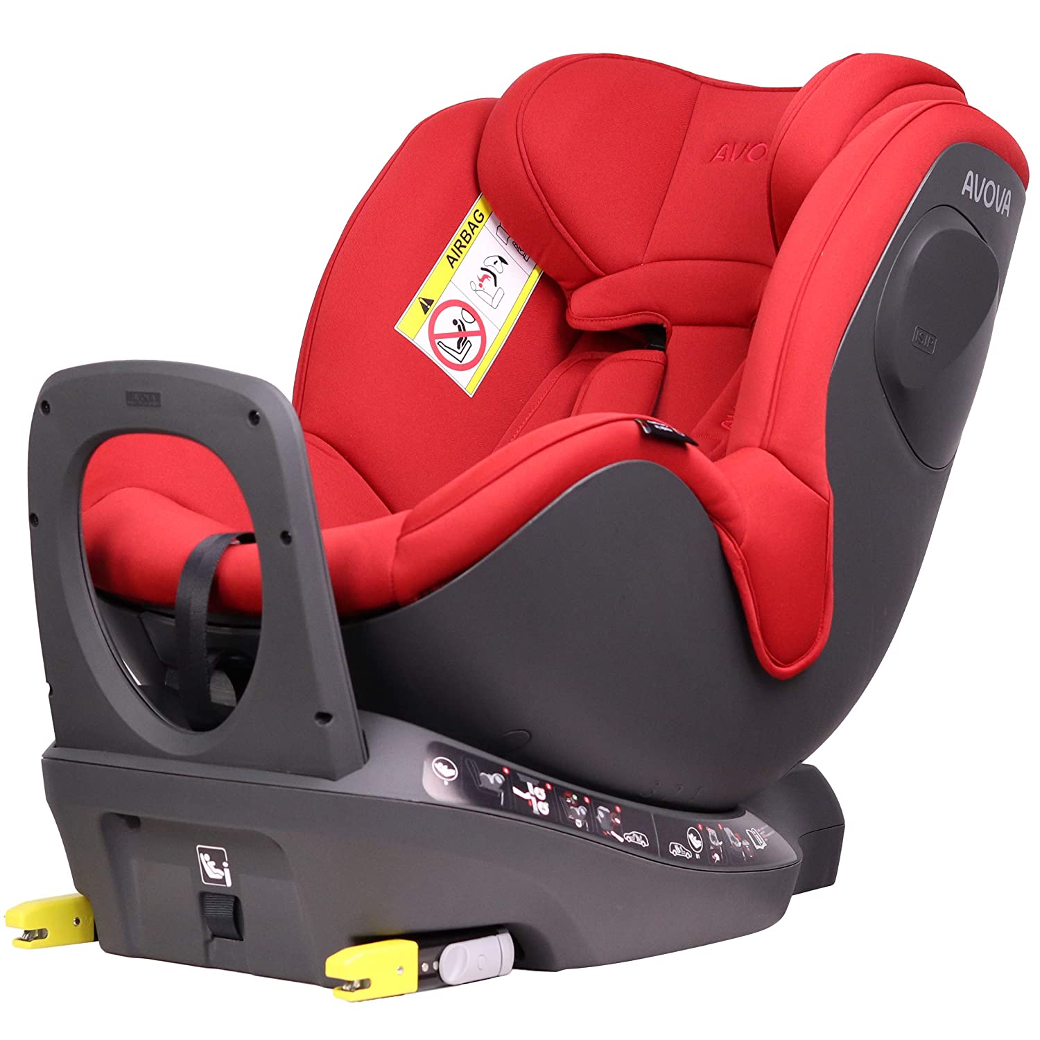 AVOVA Sperber-Fix i-Size Marple Red Rotating Child Seat, Premium ISOFIX Child Seat, Group 0+, 1, Suitable for Children from Birth from 40 to 105 cm, Approx. 20 kg
