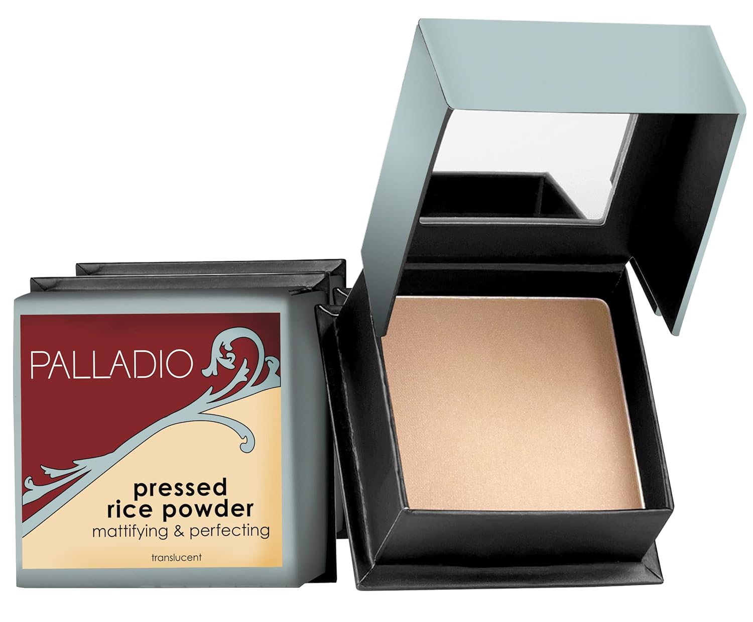 Palladio, Pressed Rice Powder with Mirror, Mattifying Makeup Set That Lasts All Day and Instantly Absorbs Oil, Works Alone Or With Makeup