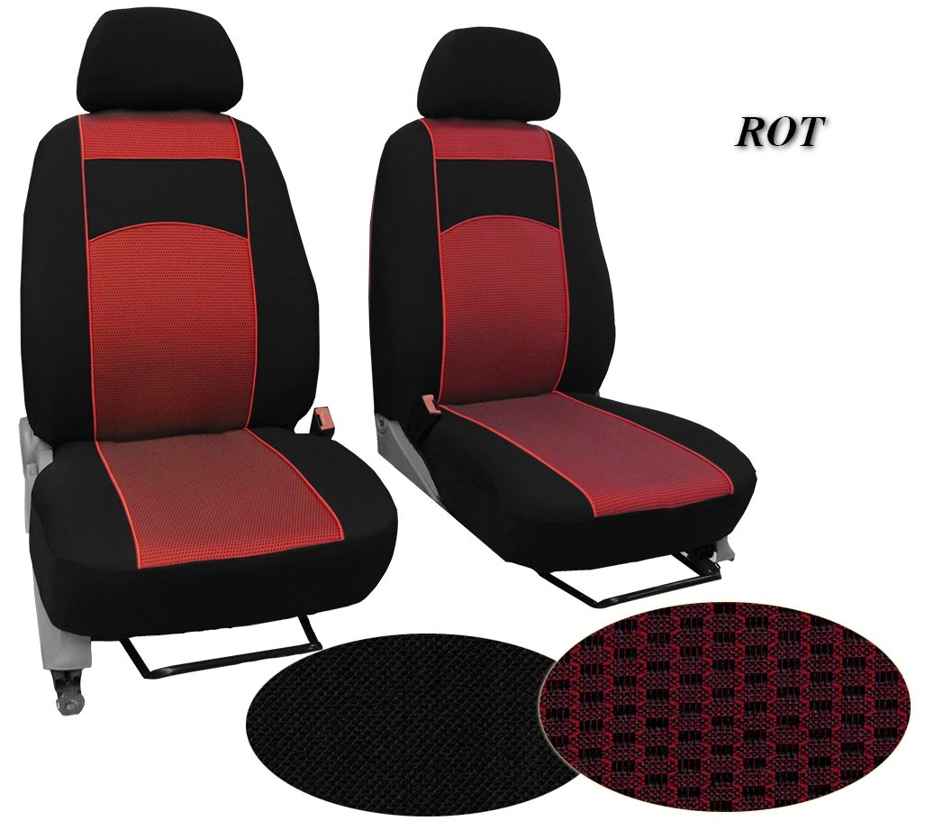 Customised, Model Specific Seat Cover Driver and Passenger Seat Suitable for FIAT DOBLO II Fabric Type VIP. Super Quality. Includes Red Design in Picture.