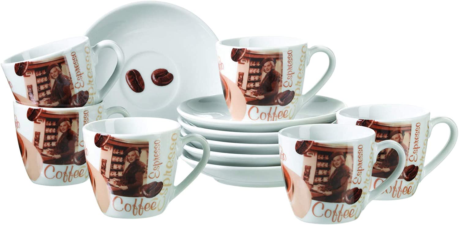 Domestic Latte Macchiato 922246 6 x Espresso Cups with Saucers