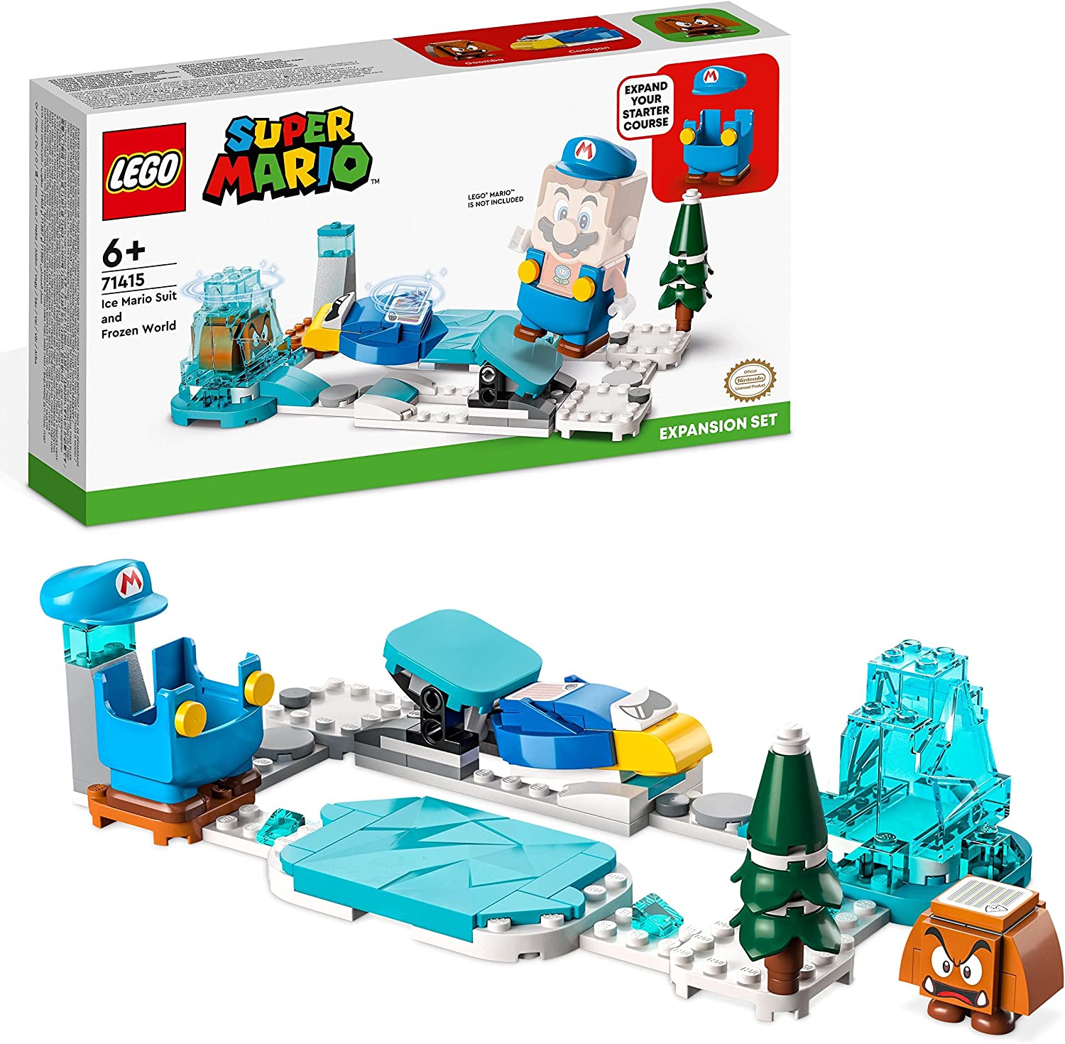 LEGO 71415 Super Mario ICE Mario Suit Expansion Set Collectable Toy with Figure Costume Plus Cooligan and Goomba Enemy Figures, Can be Combined with Starter Set