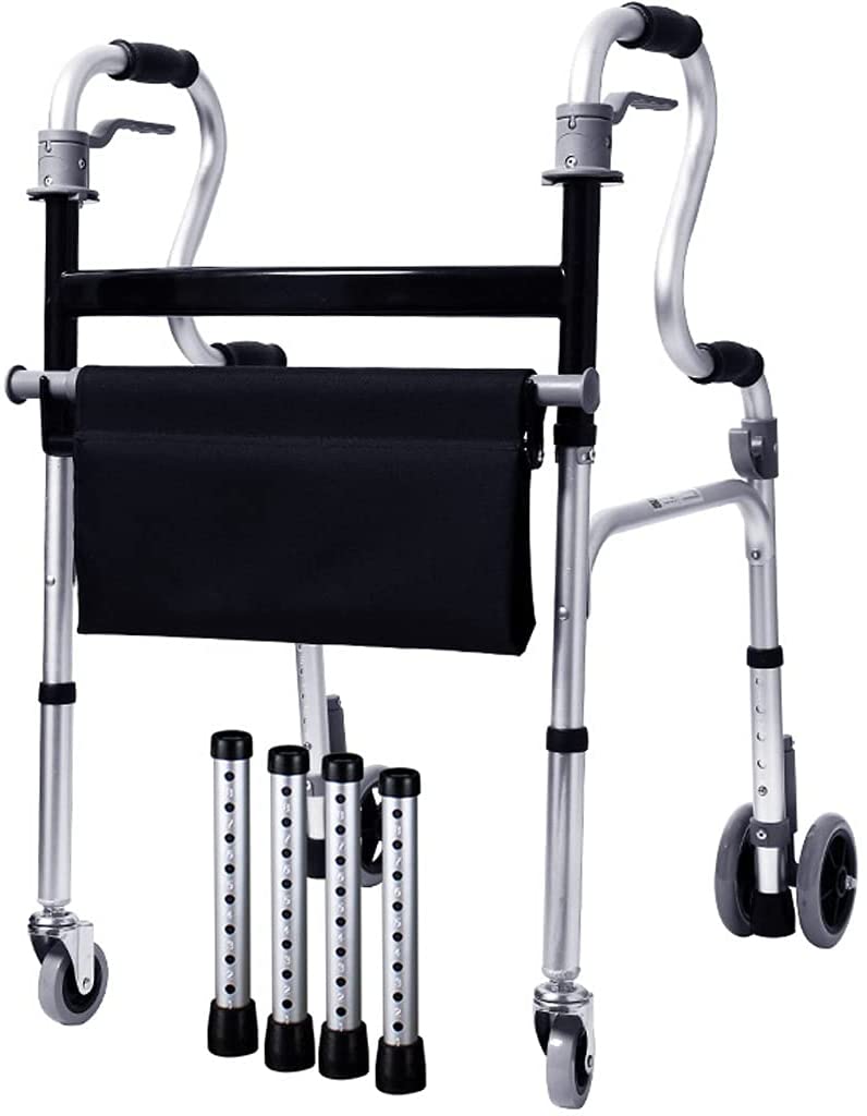 Rolling Walkers Faltbarer Rollator-Walker, leichte Mobilitäts-Gehhilfe auf Rädern für ältere Menschen, Senior-Rollator mit Sitz, Duschlift-Stuhl (Size : 60×59×93cm)