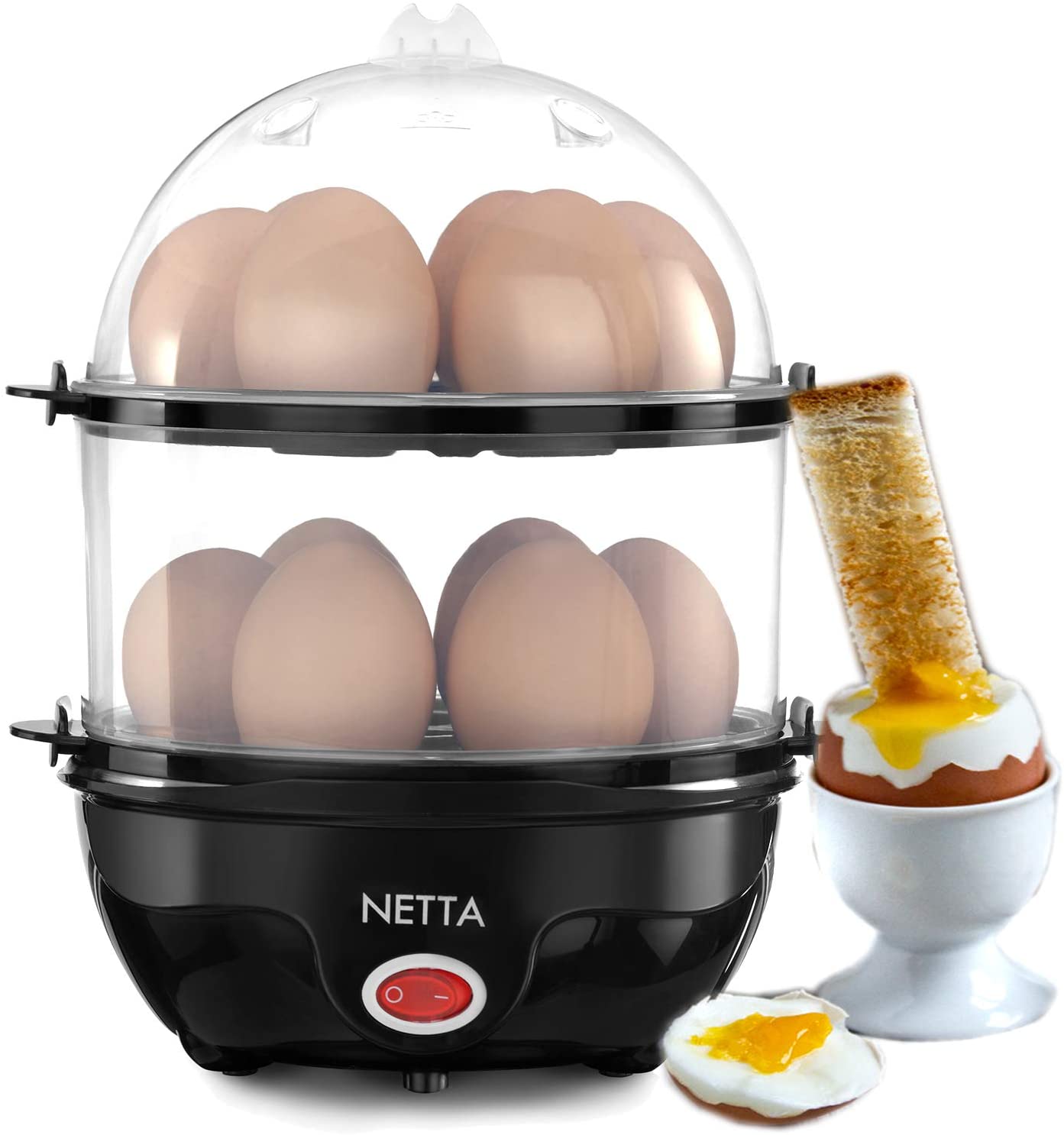 NETTA Electric Egg Poacher Poacher 14 Eggs / Water Measuring Cup and Egg Cutter 350W