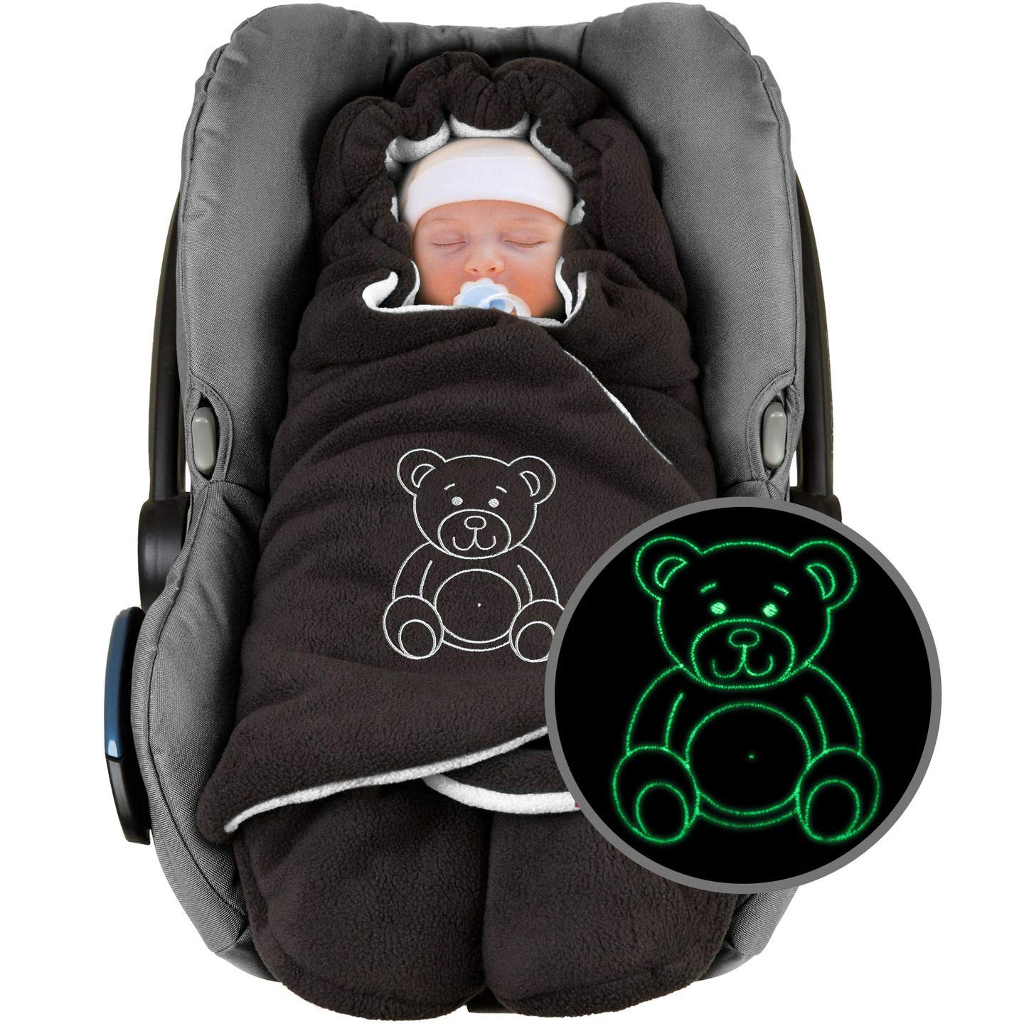 ByBoom Original With Bears Baby Winter Swaddling Blanket, Universal, For Baby Seat, Car Seat Such As Maxi-Cosi, Römer, For Pram, Pushchair or Baby Bed