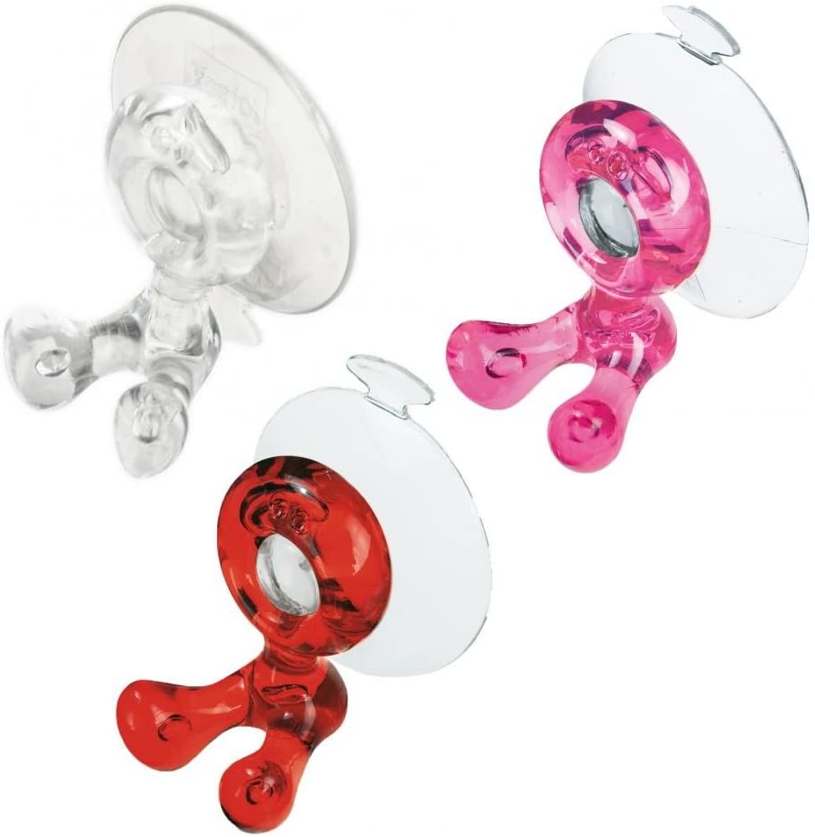 Koziol Tommy, Toothbrush Holder + Sucker, 3 Pieces, Transparent Red/ Pink/ Clear, 5826100