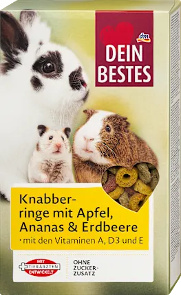 Rodent snack nibble rings with apple, pineapple & strawberry, 250 g
