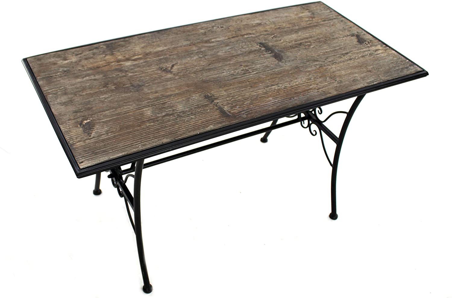 DARO DEKO Daro Decorative Metal Table With Top In Wood Look 112 X 61Cm