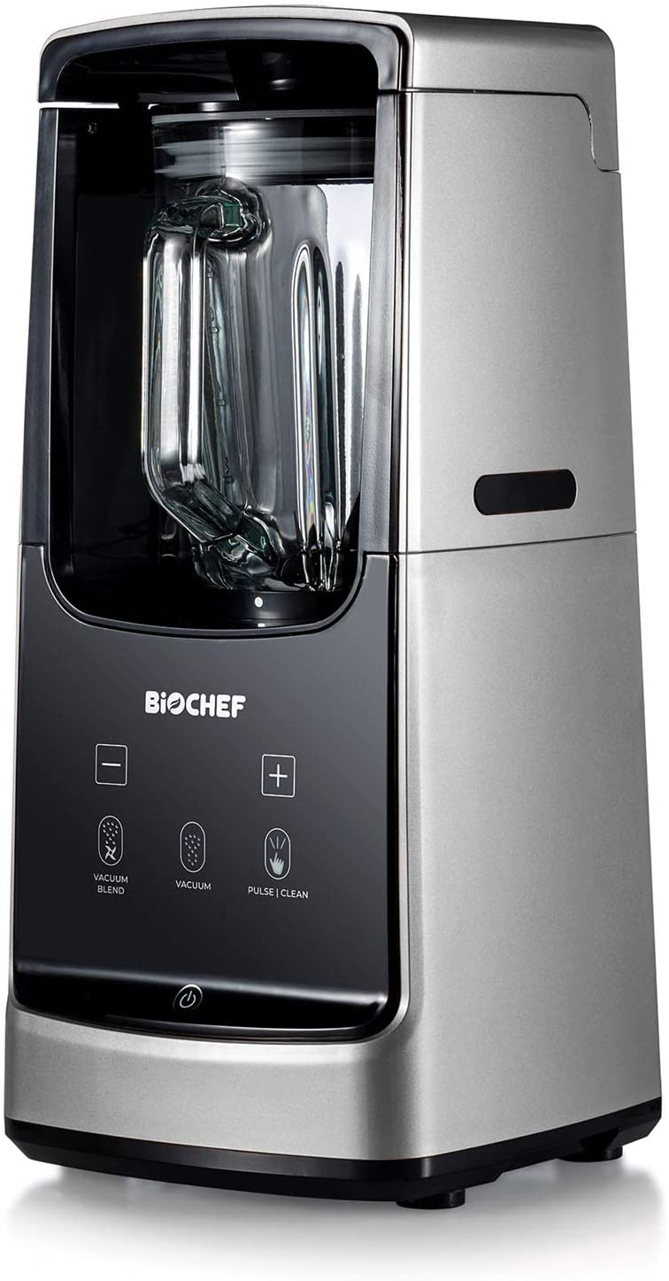 Bio Chef BioChef Astro Vacuum Blender - Smoothie Maker/Blender - 1000 W, 22000 RPM, Glass Container, Speed Levels Adjustable from 1-9, Pulse / Cleaning Function, Silver