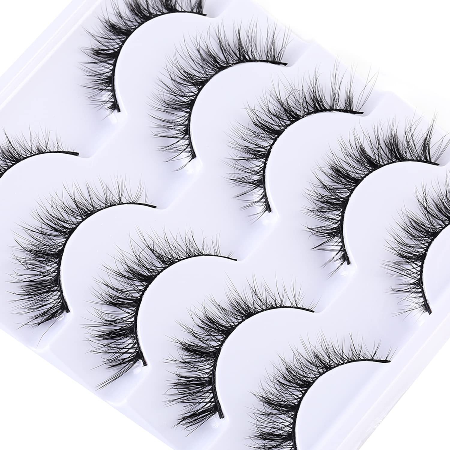 HICOCU Russian Volume D Curly False Eyelashes Fluffy Eyelash Manga Lashes Natural Looking False Eyelashes that Look Like Individual Cluster Wispy Mink Eye Lashes Pack (DZ555)