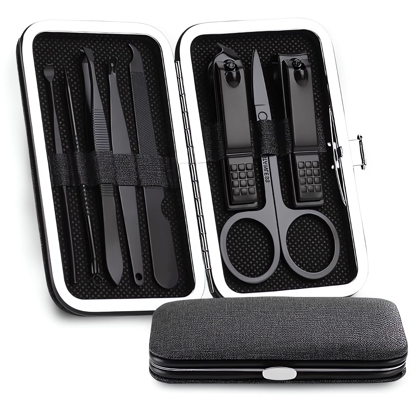 Small Travel Manicure Set for Men and Women | Nail Set Perfect for Feet and Fingernails | Professional Nail Care Set in Fabric Case Perfect for Men and Women | 2023 (Black)