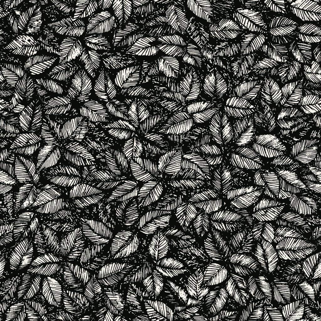 Viola Gråsten 1773 Non-Woven Wallpaper Dense foliage Drawn in Black and Whi