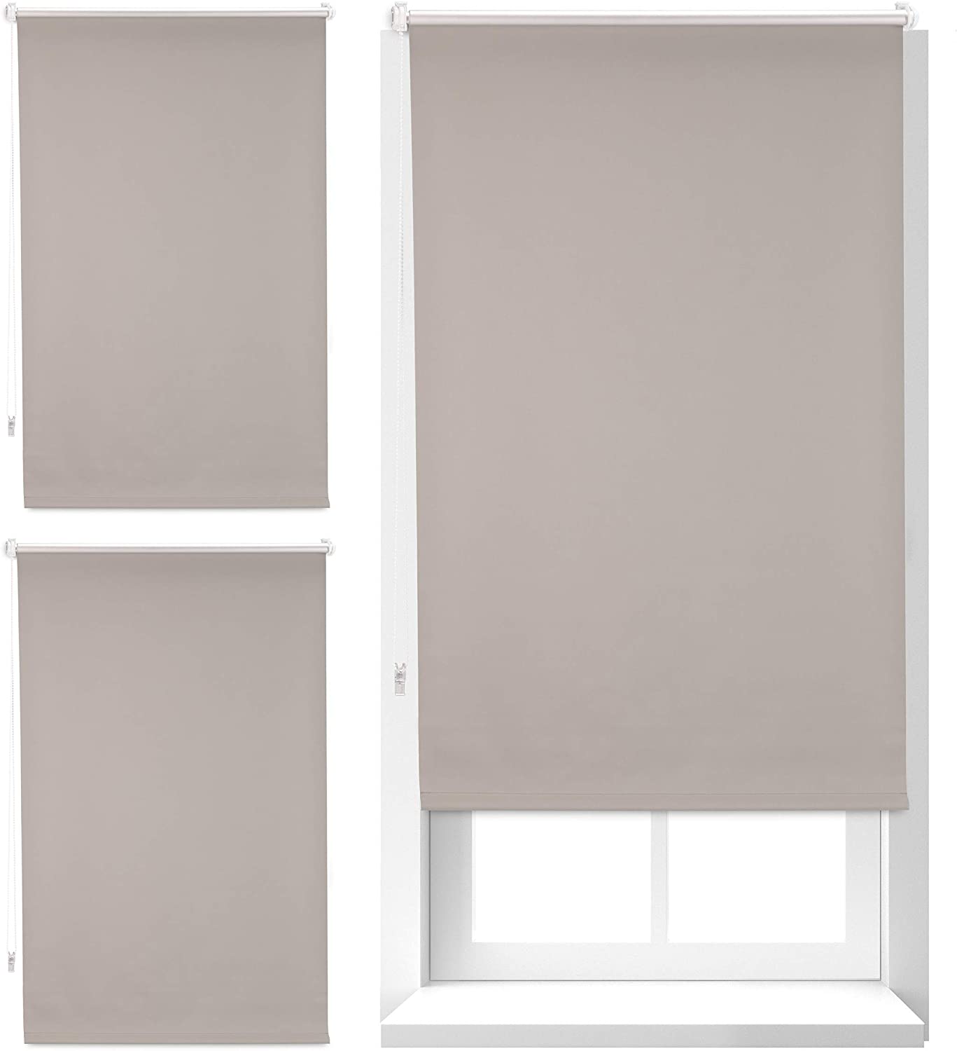 Relaxdays 3 X Thermal Blackout Roller Blinds, Opaque, Thermal Coating, Tota