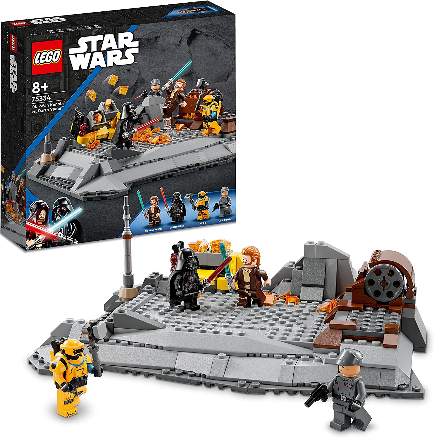 LEGO 75334 Star Wars Obi-Wan Kenobi vs. Darth Vader Playset with Duel Platforms and Mini Figures, Buildable Toy for Children from 8 Years