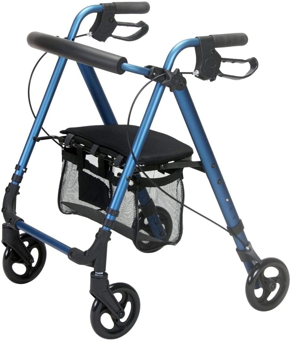 FabaCare Leichtgewichtrollator Actimo Light, faltbarer Rollator, Gehhilfe für Senioren, mit FabaCare Sicherheitsreflektoren, Blau