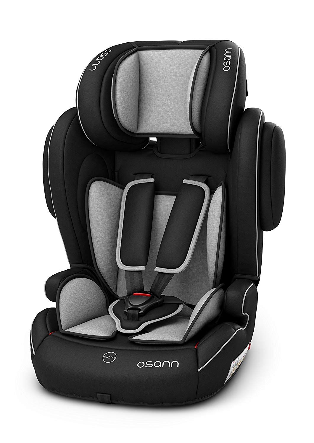 Osann Flux Isofix Child Seat By Sarah Harrison, Child Car Seat, Side Impact Protection, Height-adjustable 5-point Seat Belt and Adjustable Headrest grey melange