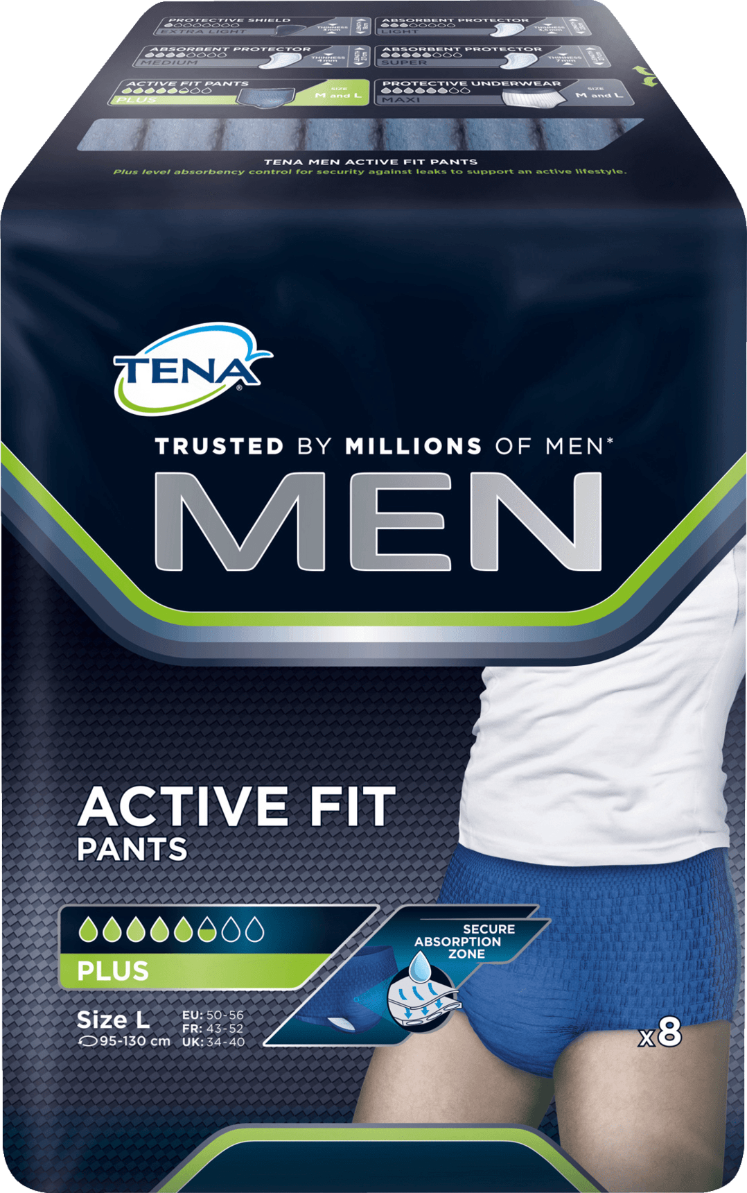 TENA Men Pants Size L Weakness Of The Bladder, 8 St