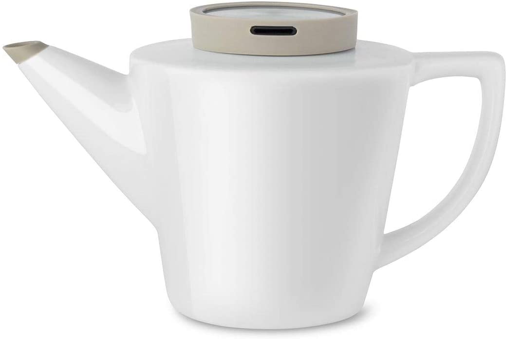 Viva Scandinavia 9101137 Porcelain Teapot with Silicone Lid, Khaki, White, 20.5 x 14.5 x 15 cm