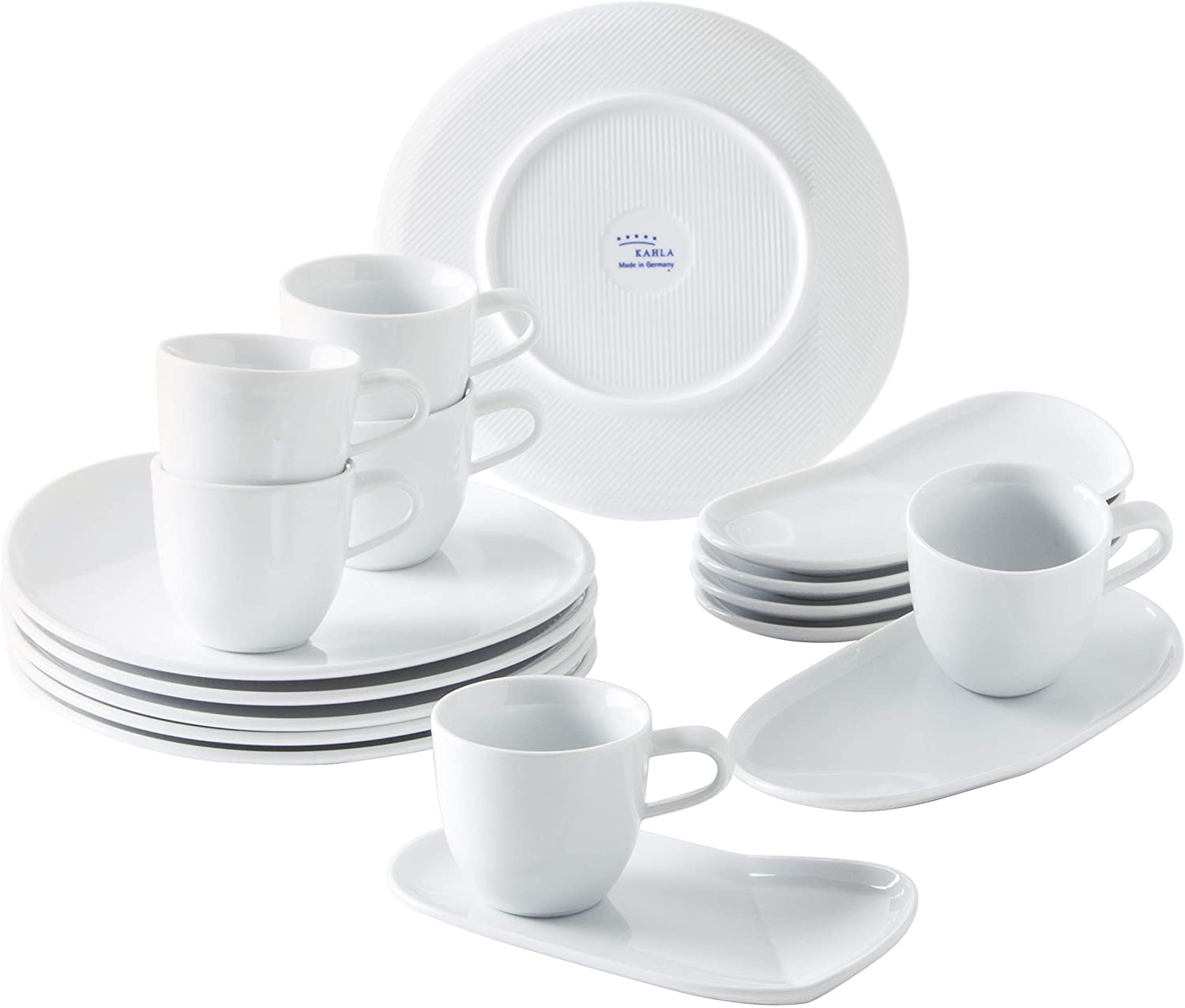 Kahla MG O - The Better Place 020430A90002C Porcelain Cups Set Modern for 6 People Coffee Service Cups Saucers Plates 18 Pieces White Coffee Set