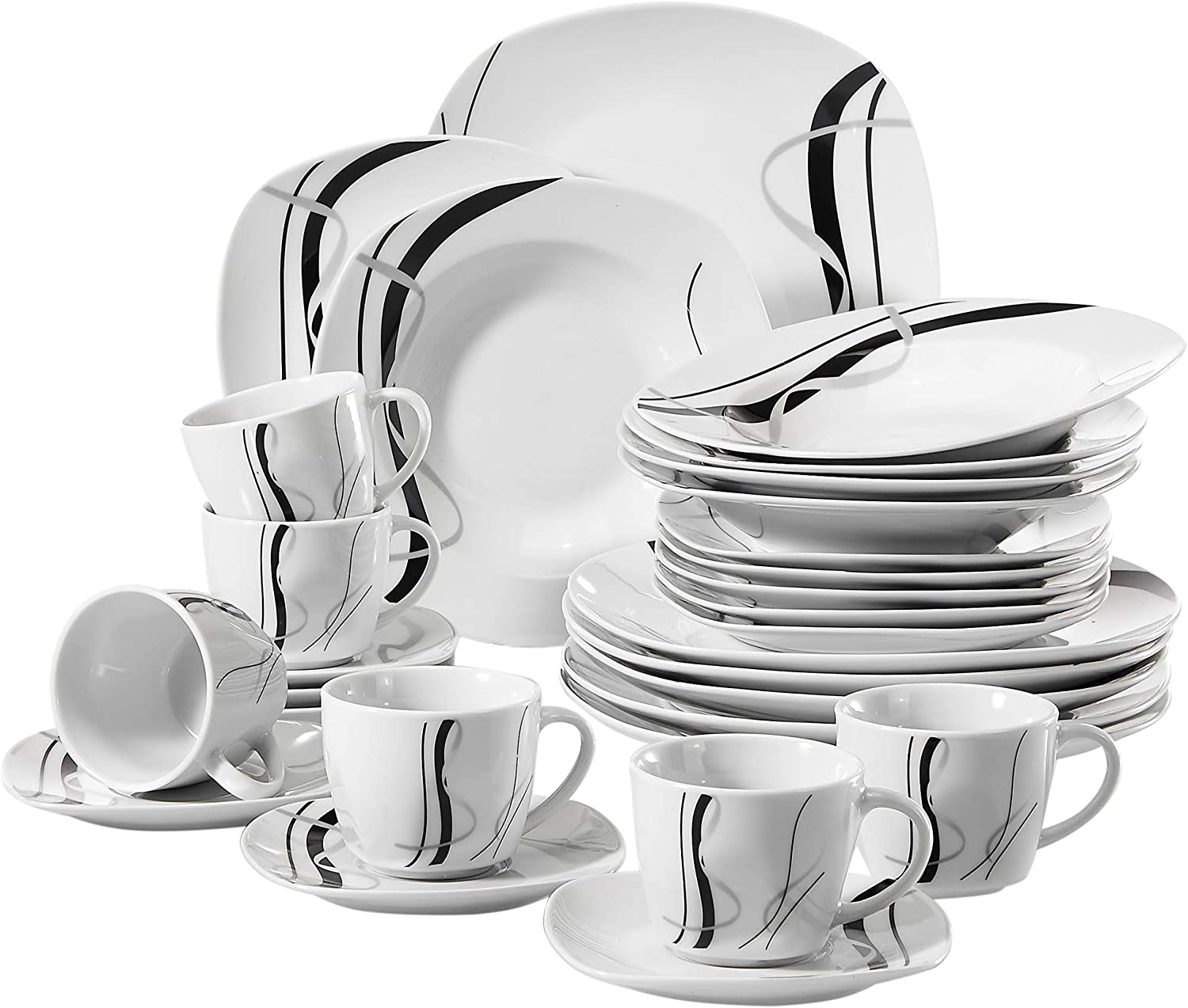 Veweet Fiona Porcelain Dinner Service Set, 18/36-Piece Crockery Set, 20/4