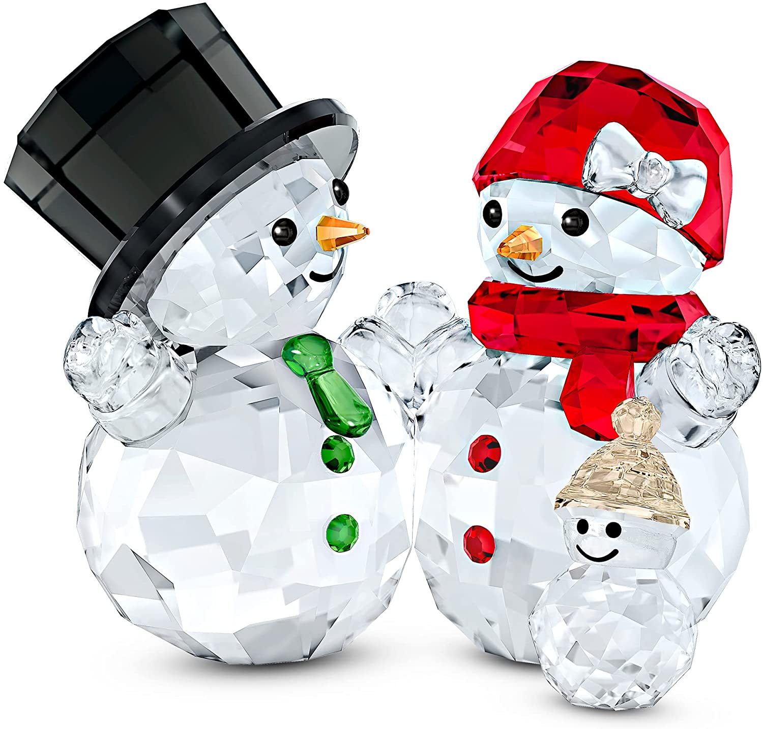 Swarovski Snowman Family Christmas Decoration with Radiant Swarovski Crystals