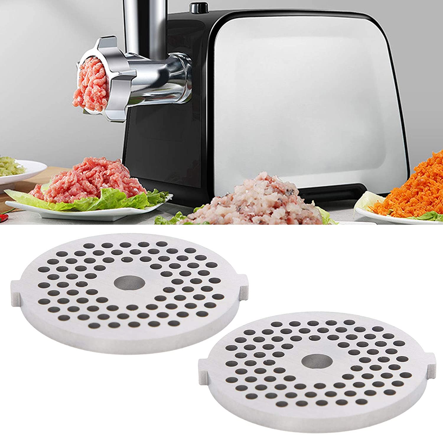 RBSD Meat Grinder Plate, Meat Chopping Disc, Concise and 2 Pieces/Set for 5# Meat Mincer Round Hole Meat Mincers (3 mm Aperture Mesh Knife)