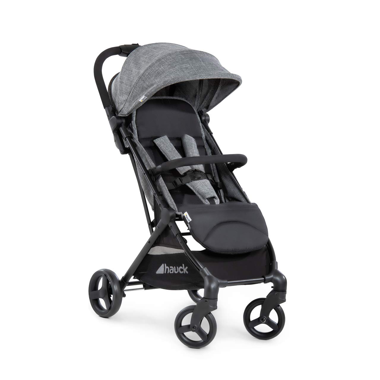 Hauck Sunny Travel Buggy / Ultra Light / One-Hand Foldable / Super Compact Folding Size / Ventilation Window / Maximum Load 25 kg / with Reclining Position / Large Basket / Black / Grey