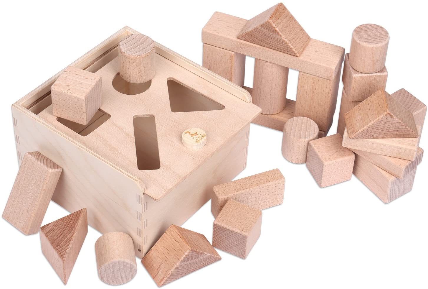 Creab Locks 2 In 1 Plug Box Shape Sorter Sorting Box Baby – Blocks Natural 