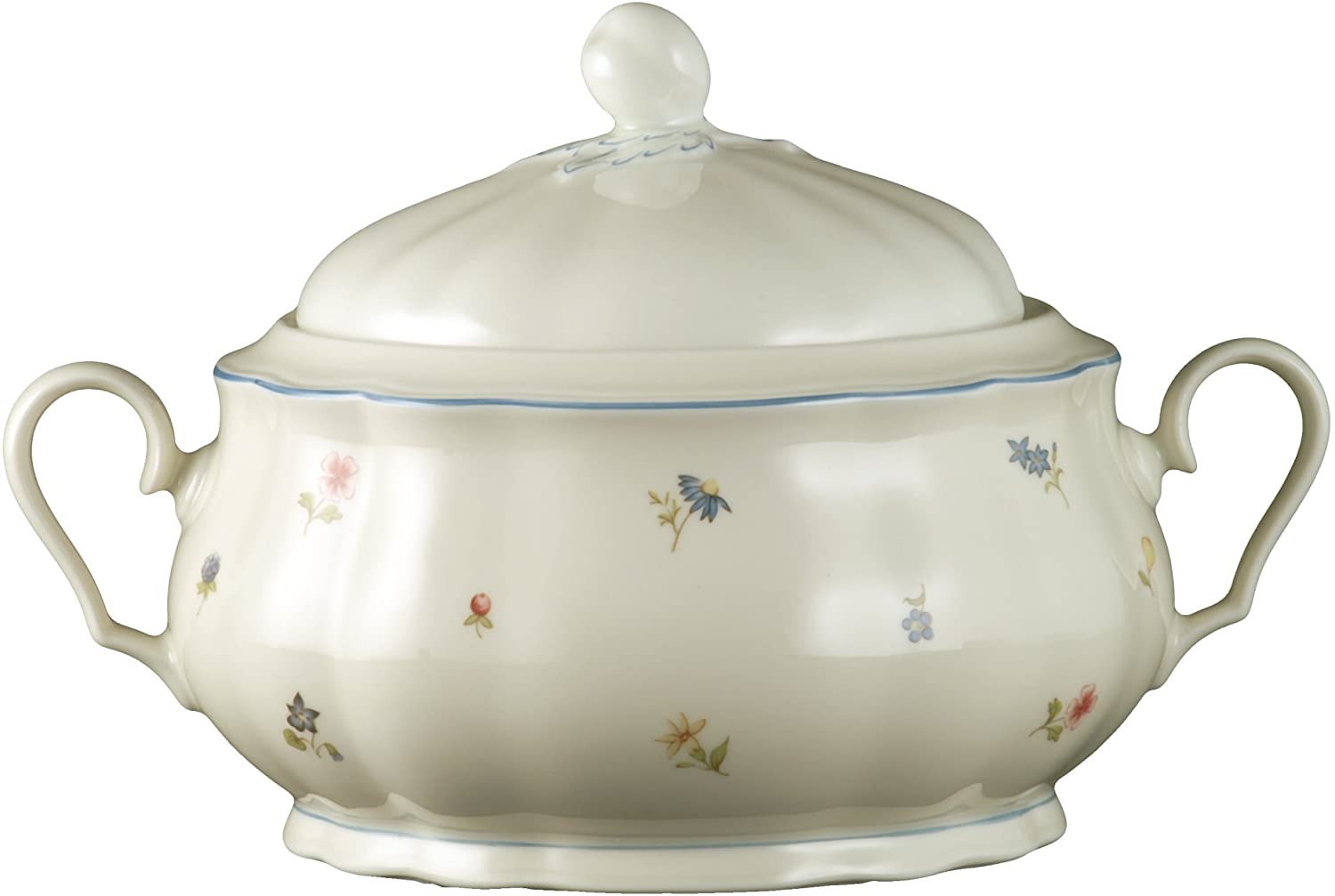 Seltmann Weiden 001.292934 Marie-Luise Bowl with Lid 2.15 L Scattered Flower Blue Rim