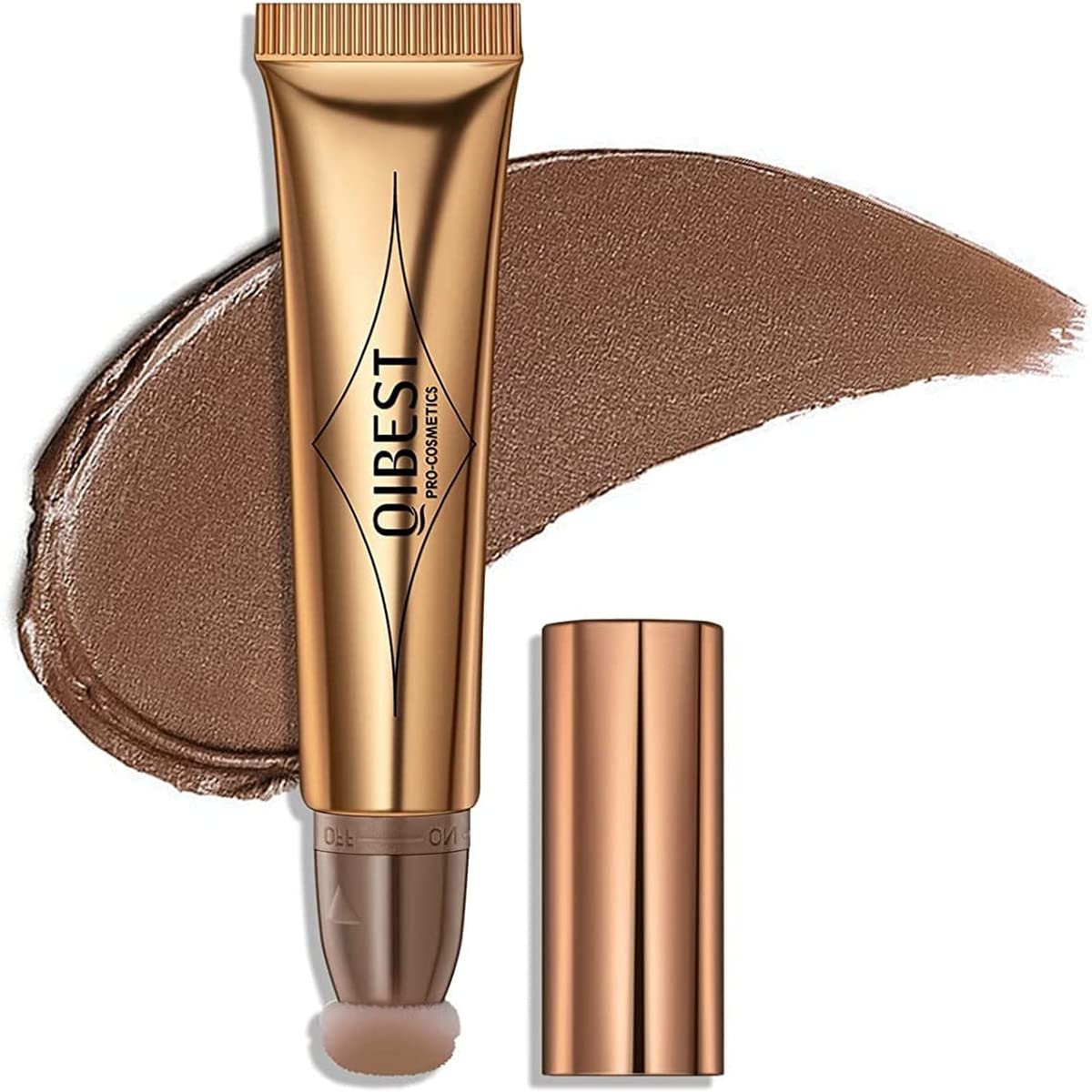 searcher Liquid Contour Beauty Wall, Face Highlighter and Bronze Stick with Cushion Applicator, Shimmer Long Lasting Silky Cream Face Highlighter Bronze Makeup Stick (01# Taupe Brown)