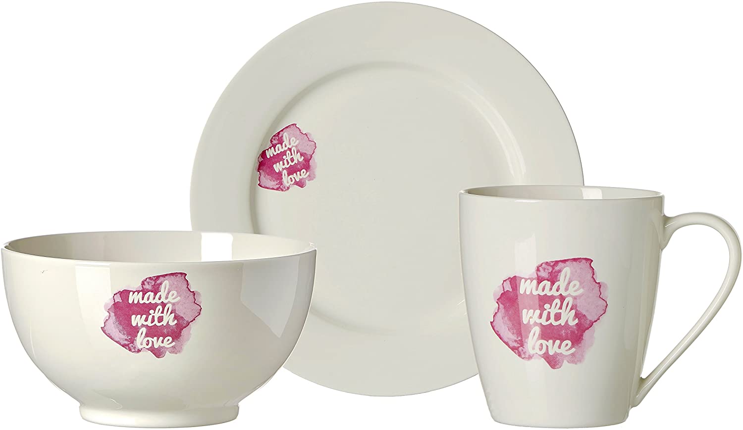 Zauberwerk Love Brunch and Breakfast Set, 3 Pieces, Porcelain