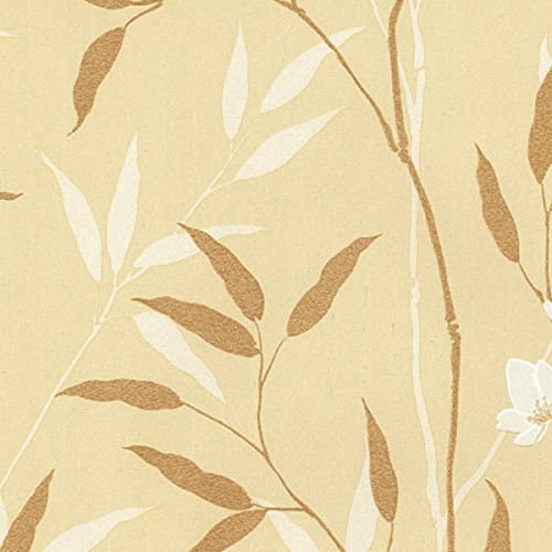 Md29406 Cream Floral Impressions Seide, Gold, Weiß Galerie Wallpaper